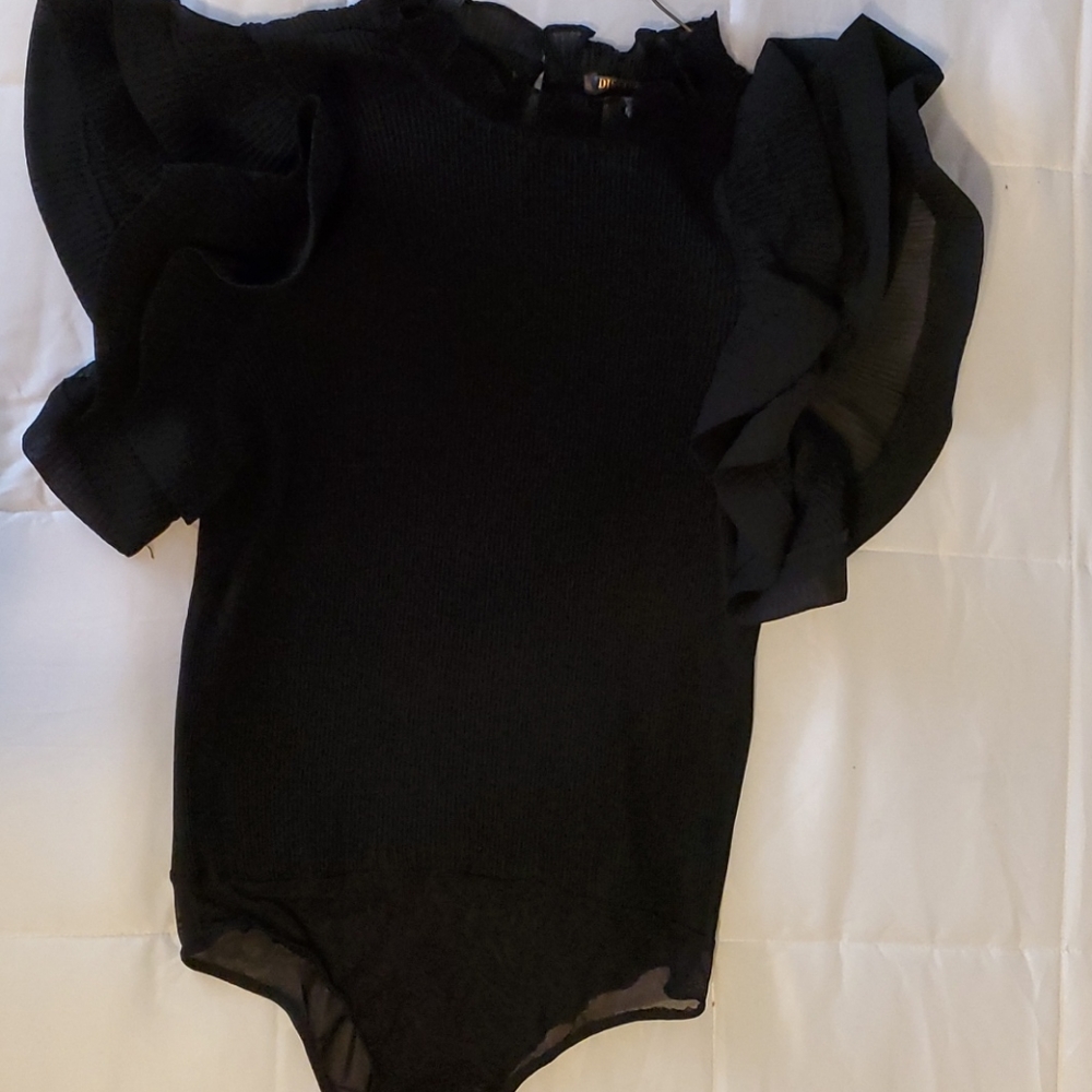 Black ruffled bodysuit